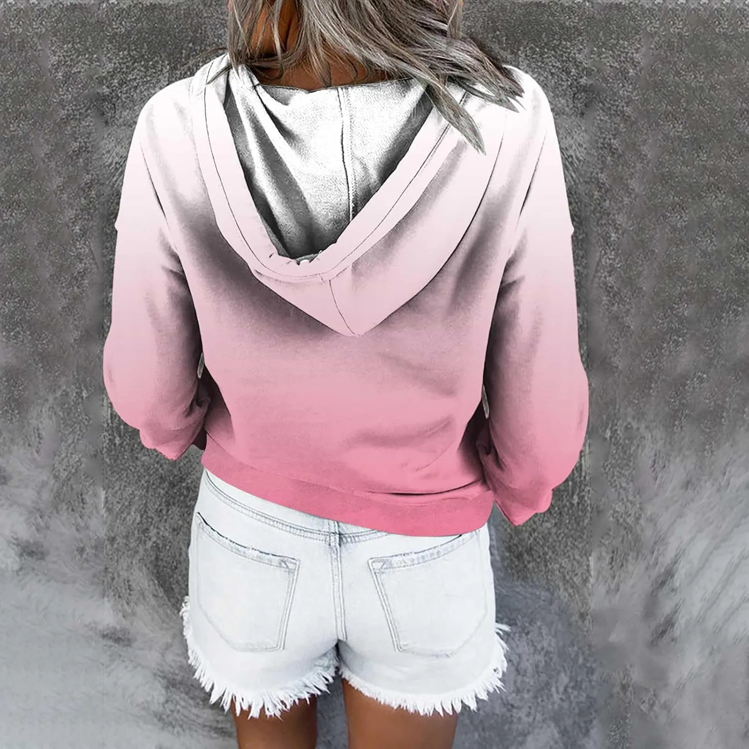 hlysgo Womens Fall Fashion 2024 Hoodies Casual Oversized Sweatshirt Long Sleeve 1/4 Button Up Pullover Gradient Hoodie