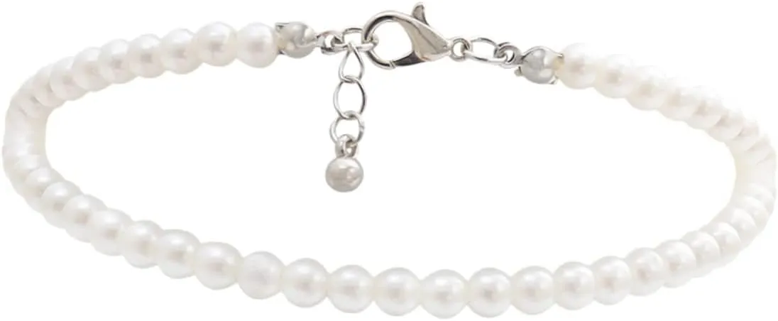 Homoyoyo Faux Pearl Anklet Beaded Women Name Chain Pearl Ankle Bracelet Ankle Bracelets Anklet Pearl Anklets Size
