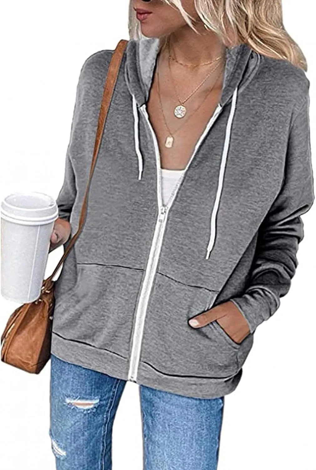 Hoodies for Women Pullover Color Block Pocket Casual Long Sleeve V Neck Sweatshirts Hooded Tops Shirts Outwear