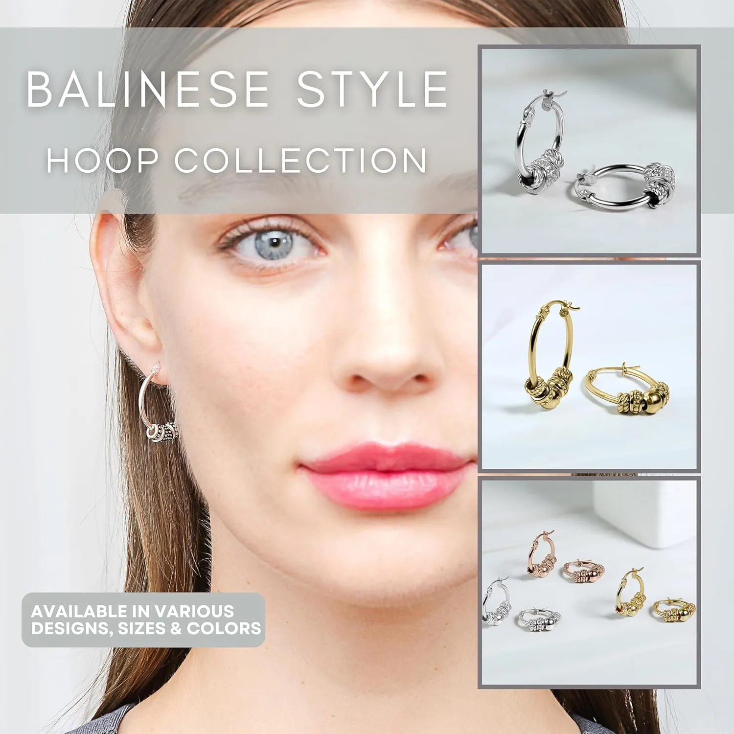 Hoops & Loops 925 Sterling Silver Bali Beaded Hoop Earrings for Women and Men - Round & Oval Oxidized Balinese Bead Ball Rope Twist Tribal Boho Antique Click-Top Unisex Click-Top Hoops, 15mm, 20mm