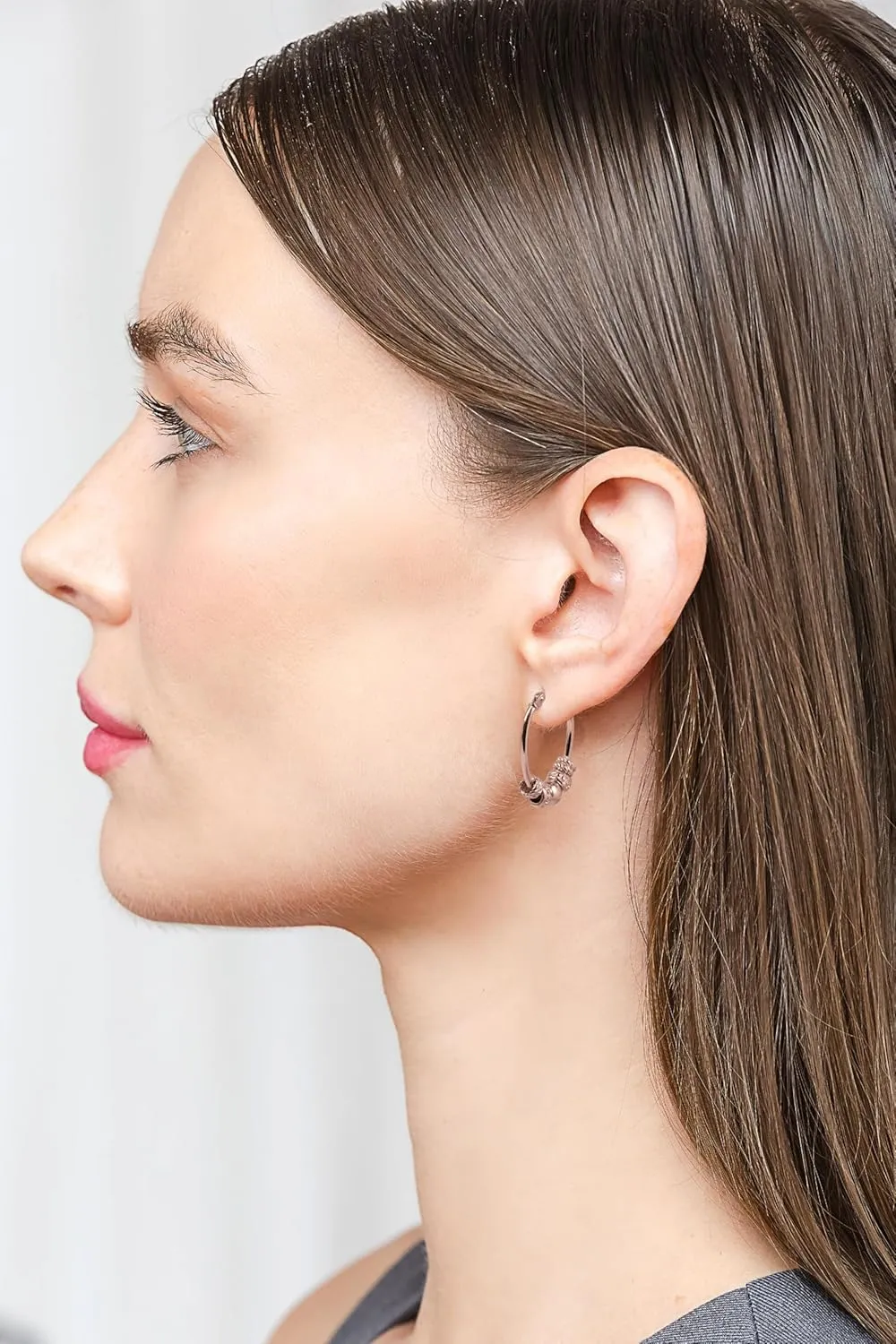 Hoops & Loops 925 Sterling Silver Bali Beaded Hoop Earrings for Women and Men - Round & Oval Oxidized Balinese Bead Ball Rope Twist Tribal Boho Antique Click-Top Unisex Click-Top Hoops, 15mm, 20mm