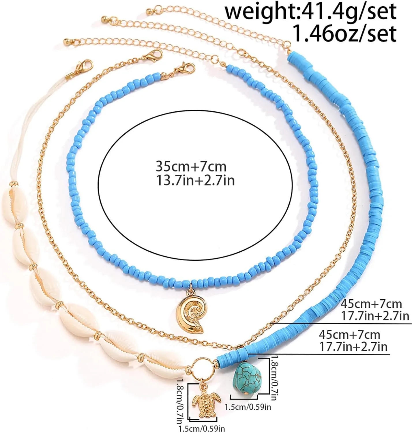 HUASAI Shell Necklace for Women Trendy Layered Starfish Necklace White Seashell Jewelry Summer Outfits for Women Beach Jewelry Accessories Beach Vacation Essentials