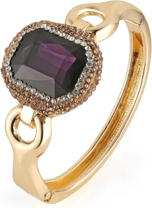 HZMAN Crystal Bracelet for Women 18K Gold Plated Cuff Bracelet Retro Large Size Antique Rhinestone Bracelet Jewelry Gift