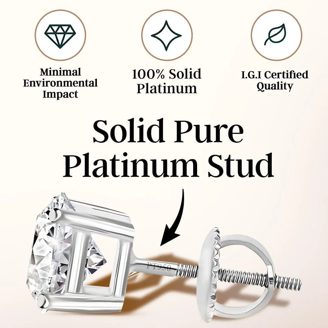 IGI Certified 0.2 to 4 Carat E-F VS Clarity Lab Grown Diamond Stud Earrings for Women in Solid 14k Gold Platinum Silver Diamond Jewelry Anniversary Birthday Gifts for Her