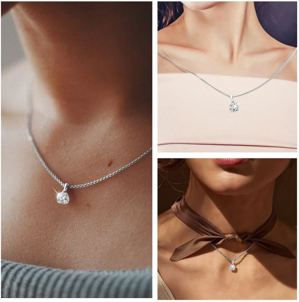 IGI Certified 0.5 to 4 Carat E-F VS Clarity Lab Grown Diamond Necklaces for Women in Solid 14k Gold Platinum Silver Diamond Necklace Jewelry Anniversary Birthday Gifts for Her - 20 Inches