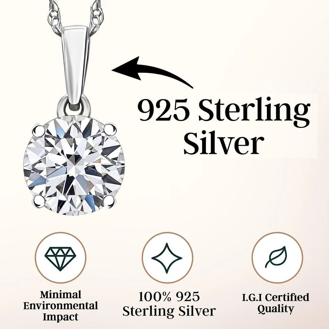IGI Certified 0.5 to 4 Carat E-F VS Clarity Lab Grown Diamond Necklaces for Women in Solid 14k Gold Platinum Silver Diamond Necklace Jewelry Anniversary Birthday Gifts for Her - 20 Inches