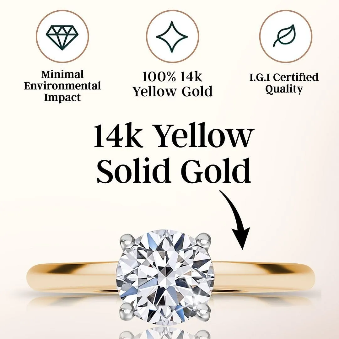IGI Certified 0.5 to 4 Carat E-F VS Clarity Lab Grown Diamond Ring - Engagement & Wedding Rings for Women Solid 14k Gold Platinum Silver Jewelry Anniversary Birthday Gifts for Her