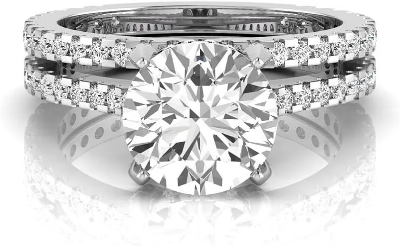 IGI Certified 2.65 Carat Round Lab Grown Diamond (2 Ct, F, VS2) 14K Gold Womens Hidden Halo Bridal Wedding Ring Set