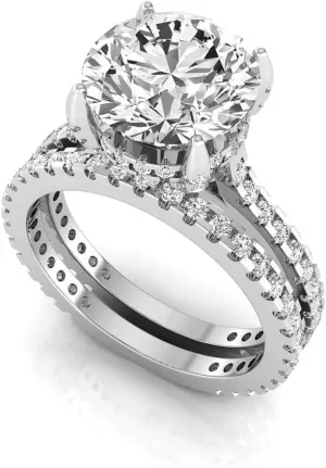 IGI Certified 2.65 Carat Round Lab Grown Diamond (2 Ct, F, VS2) 14K Gold Womens Hidden Halo Bridal Wedding Ring Set