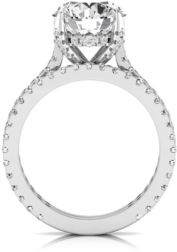 IGI Certified 2.65 Carat Round Lab Grown Diamond (2 Ct, F, VS2) 14K Gold Womens Hidden Halo Bridal Wedding Ring Set
