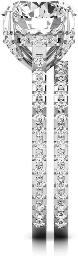 IGI Certified 2.65 Carat Round Lab Grown Diamond (2 Ct, F, VS2) 14K Gold Womens Hidden Halo Bridal Wedding Ring Set