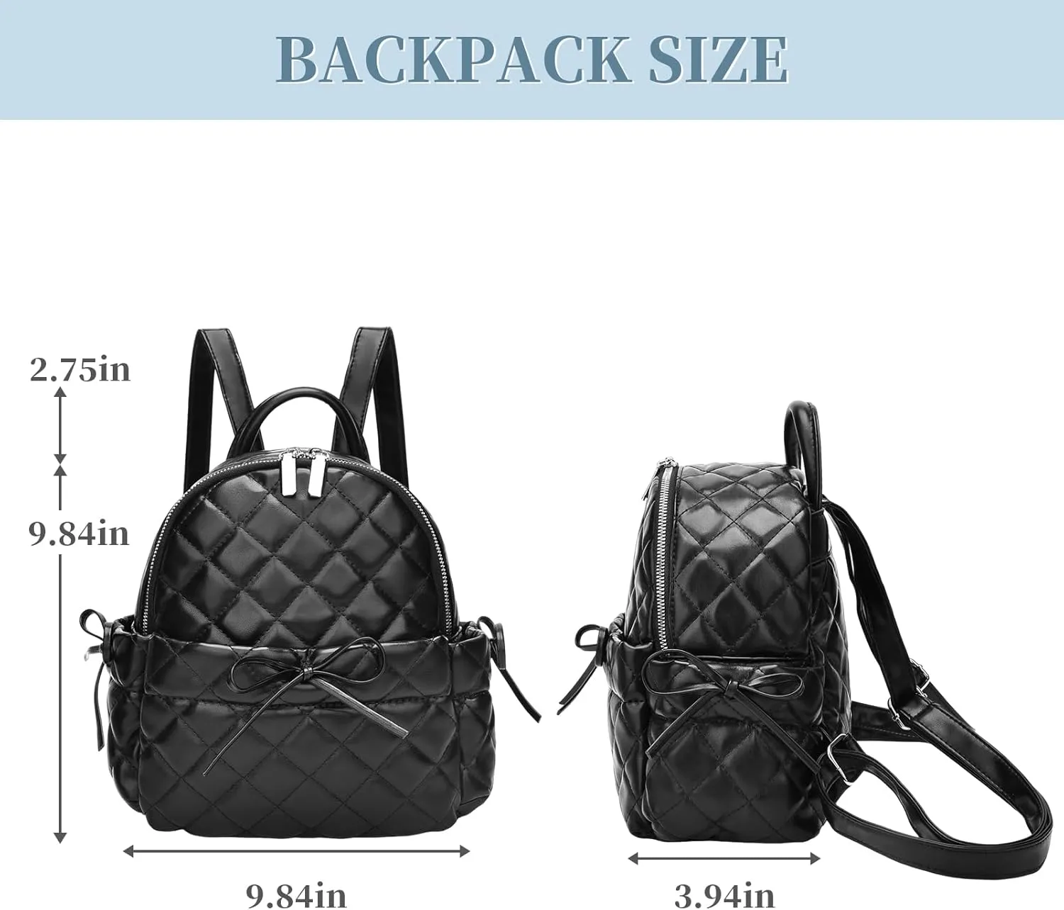 IHAYNER Mini Quilted Leather Backpack - Bowknot Small Backpack for Ladies Travel Purse and Shoulder Bag - Beige