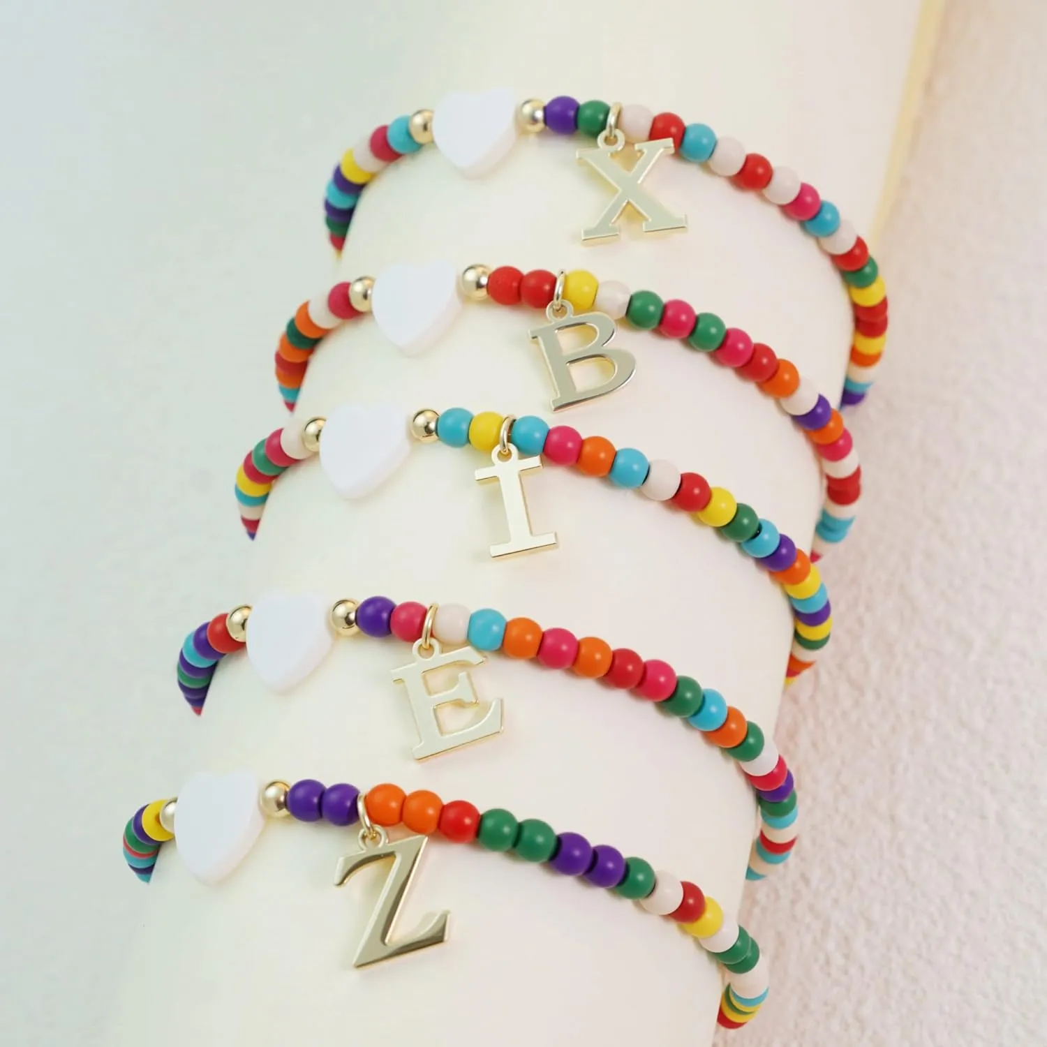 Initial Ankle Bracelets for Women - Cute Heart Charm Anklets, 14K Gold Plated Letter Colorful Beads Anklet | Summer Beach Trendy Jewelry | 2025 Personalized Birthday Gifts for Her