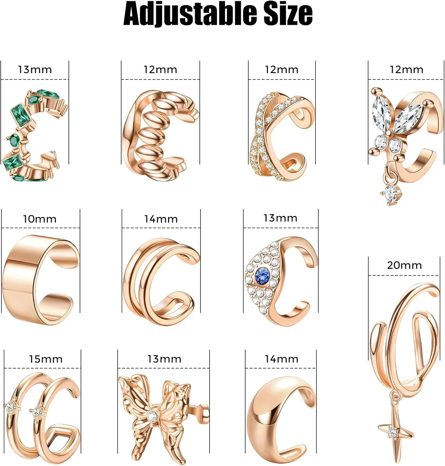 JeryWe 27 Pcs Ear Cuffs for Women Non Piercing, 14K Real Gold Plated Clip On Earrings CZ Cartilage Ear Cuff Earrings for Women Fake Piercing Earrings Ear Clips