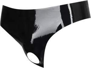 Jockstraps for Men Leather Low Rise Open Front Briefs Cut Out Wetlook Erotic Stretchy Lingerie Underpants Underwear