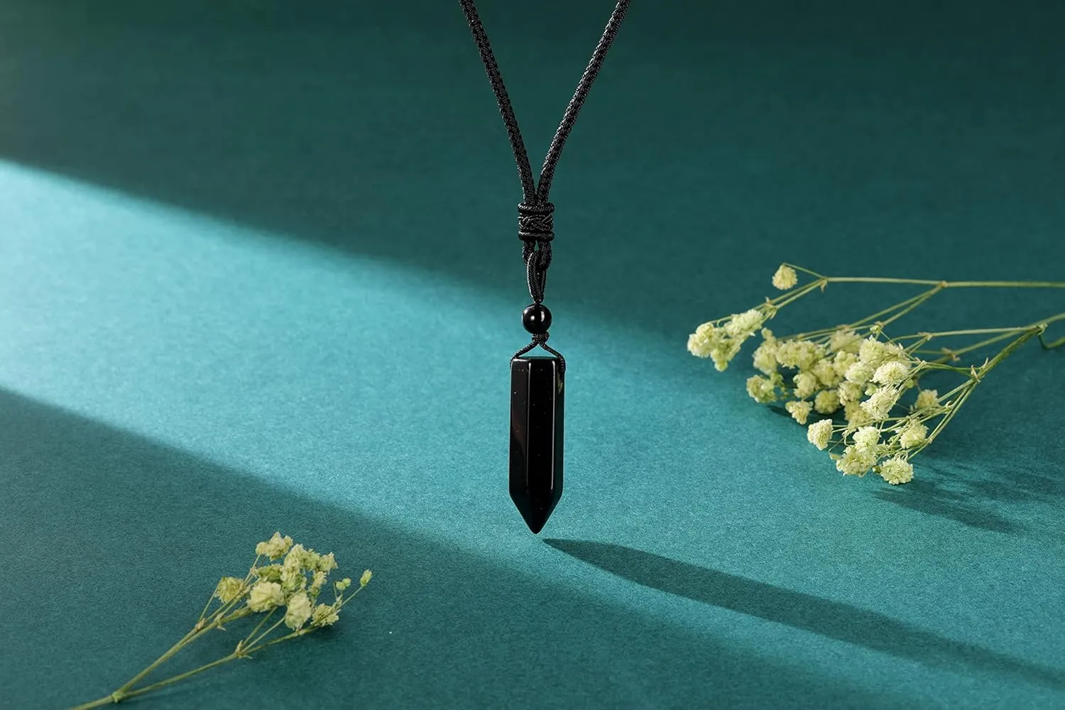 Jovivi Healing Crystals Necklace for Men Women Adjustable Rope Natural Stone Hexagonal Prism Pointed Crystal Pendant Necklaces Gemstone Jewelry