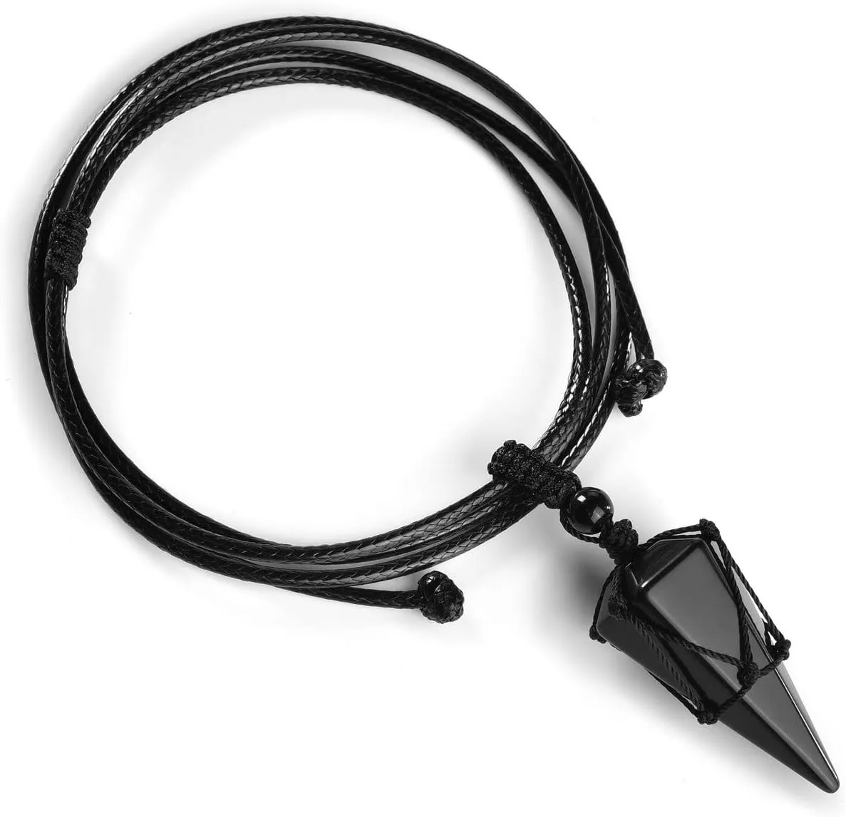 Jovivi Healing Crystals Necklace for Men Women Adjustable Rope Natural Stone Hexagonal Prism Pointed Crystal Pendant Necklaces Gemstone Jewelry