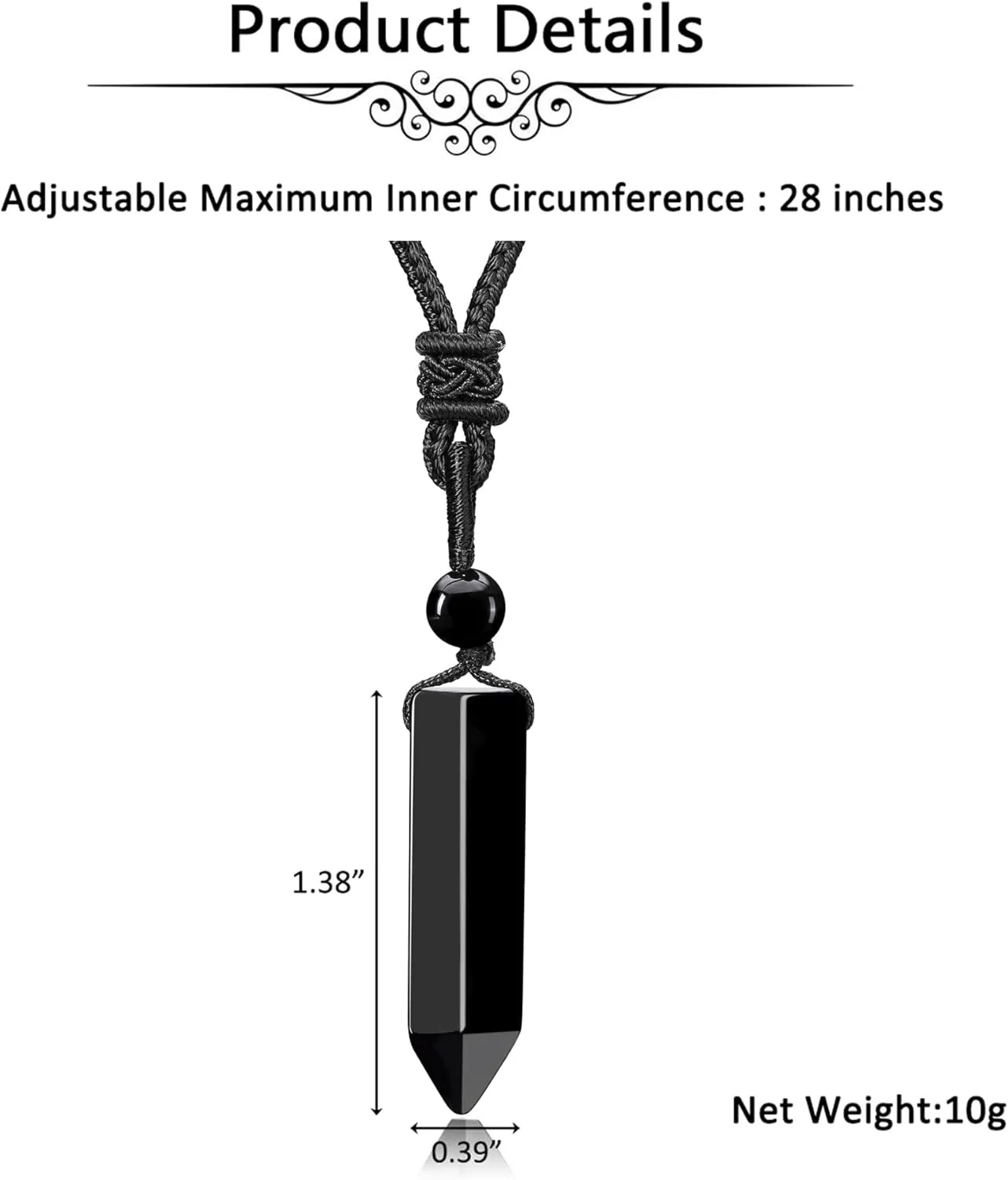 Jovivi Healing Crystals Necklace for Men Women Adjustable Rope Natural Stone Hexagonal Prism Pointed Crystal Pendant Necklaces Gemstone Jewelry