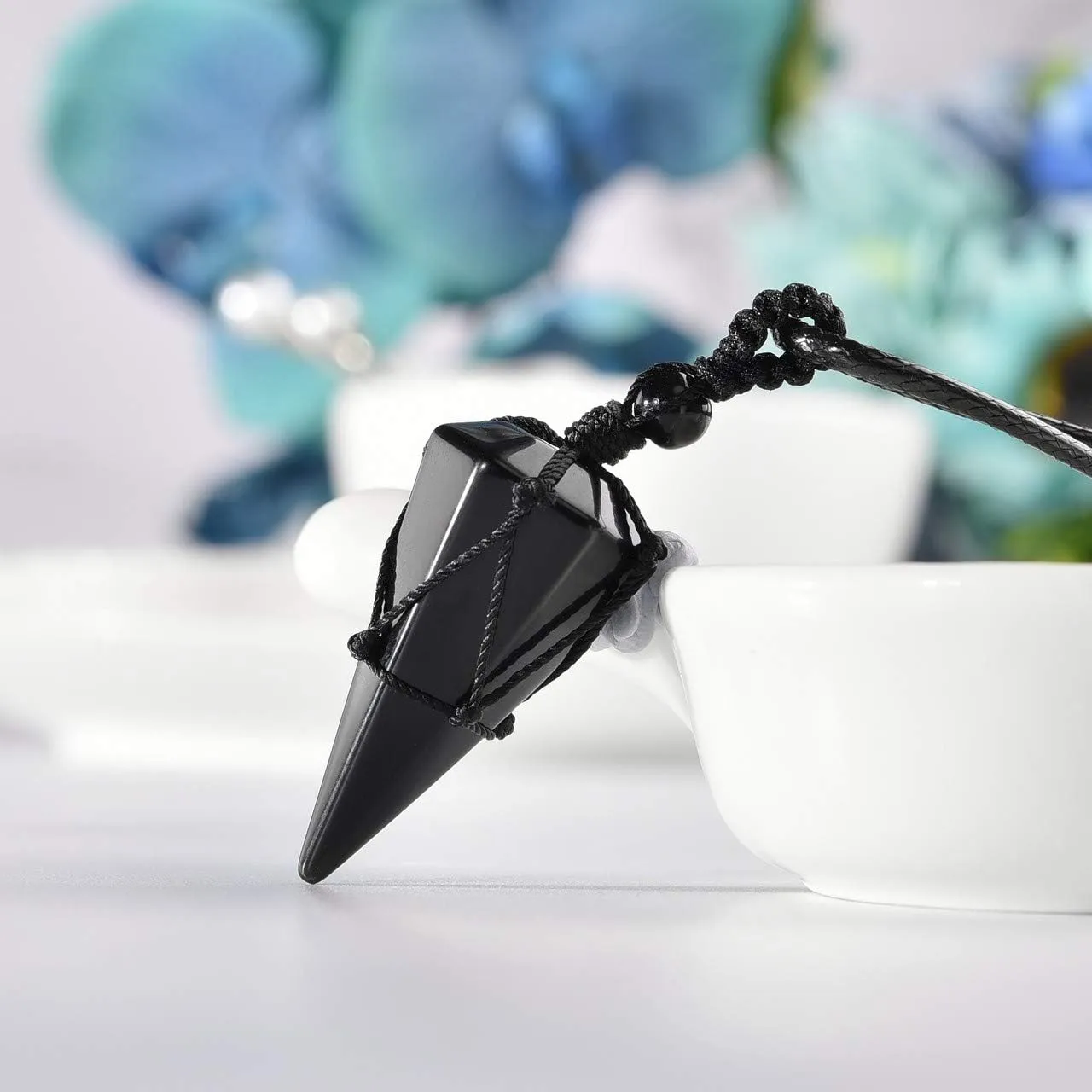 Jovivi Healing Crystals Necklace for Men Women Adjustable Rope Natural Stone Hexagonal Prism Pointed Crystal Pendant Necklaces Gemstone Jewelry