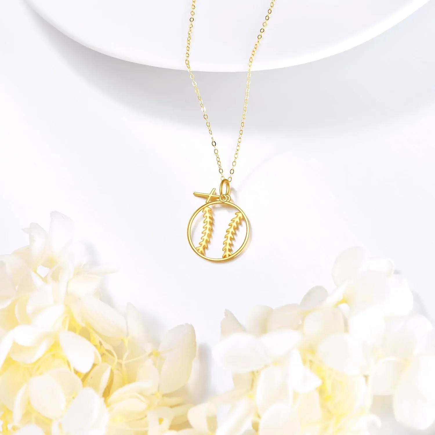 KECHO 14K Solid Gold Sport Necklace Pendant Real Gold Jewelry Gifts for Women Men Sport Lover