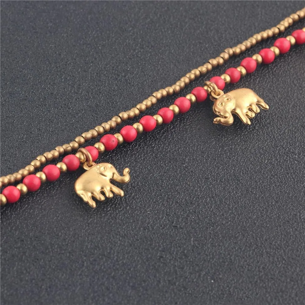 kelistom Bohemian Ankle Bracelets for Women Teen Girls, Handmade Natural Stone Beaded Chain Anklet