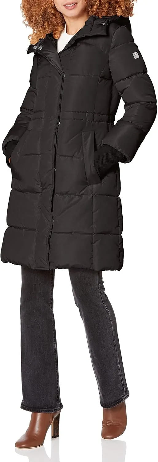 Kenneth Cole Women's Mixed Quilted Down Alternative Puffer Coat