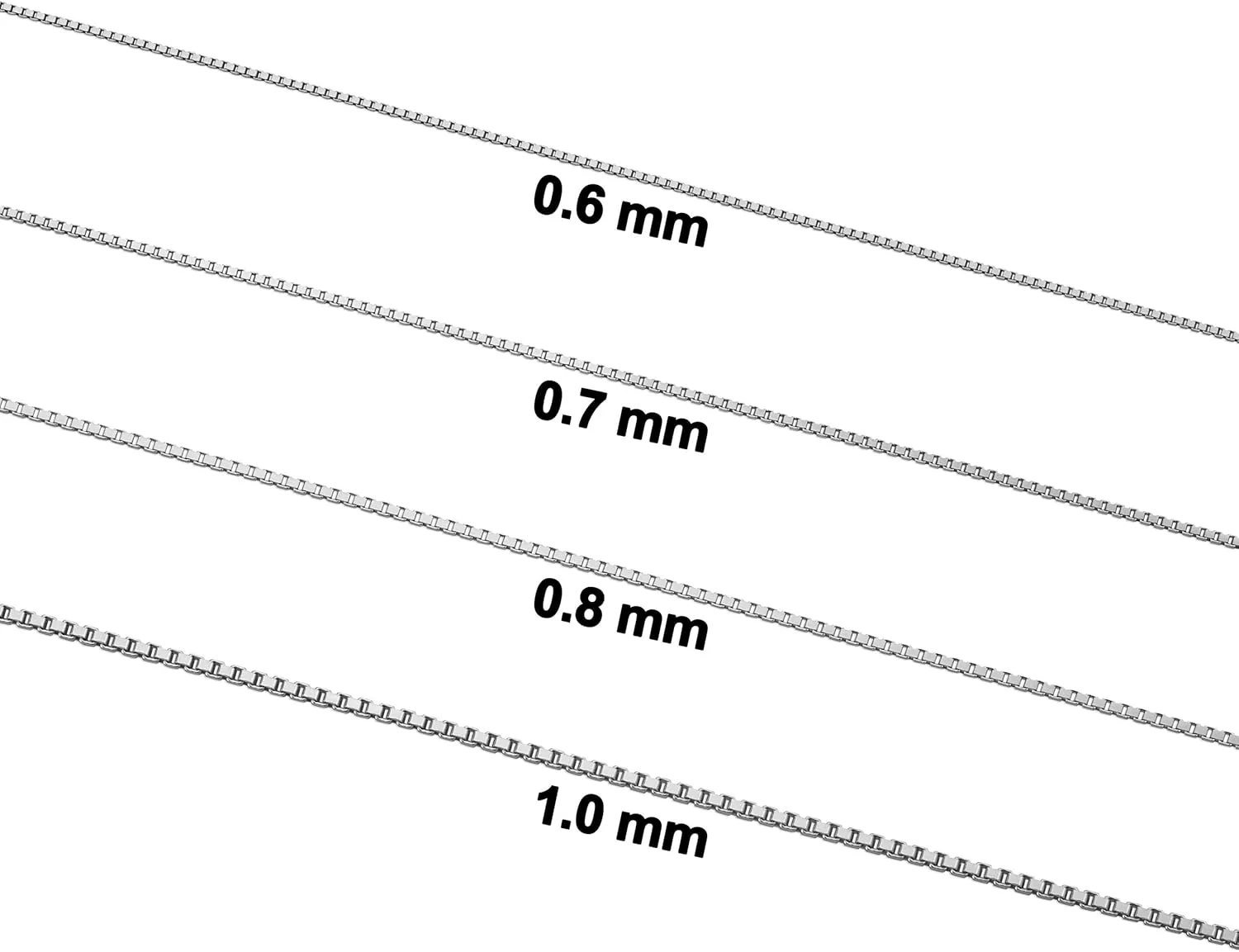 Kooljewelry 14k White Gold Box Chain Pendant Necklace for Women (0.6mm, 0.7mm, 0.8mm or 1mm/ lengths from 13 to 30 inches)