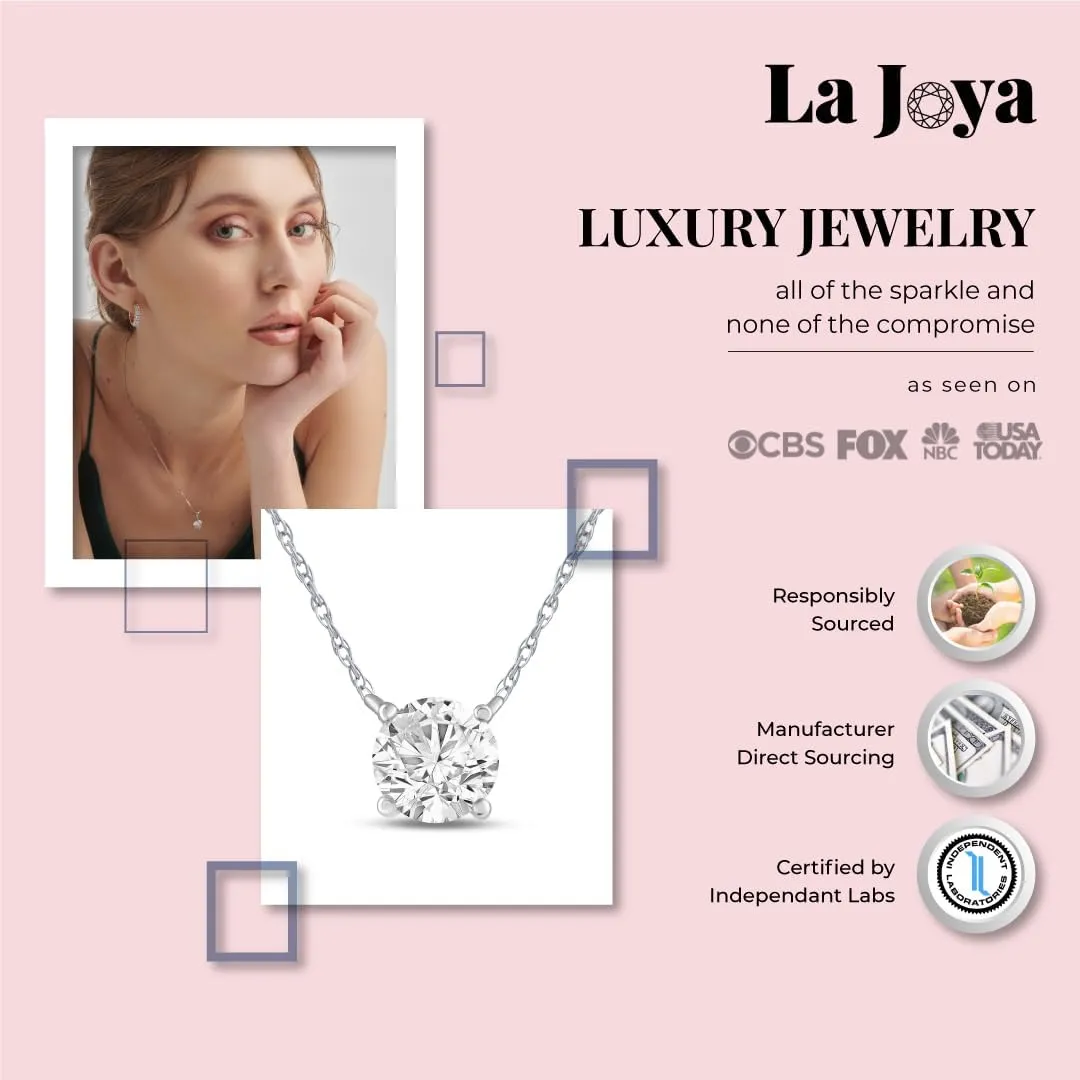 La Joya 1 Carat Diamond Necklaces for Women | GH VS/SI Lab Grown Solitaire Diamond Necklace Pendants | Solid Gold Chain Included | Variety of Shapes to Choose From