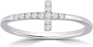La Joya 10k Yellow Gold Diamond Band Ring for Women | 0.02ct Lab Grown Diamond, Cross, VS/SI, GH, 0.1ct, Round