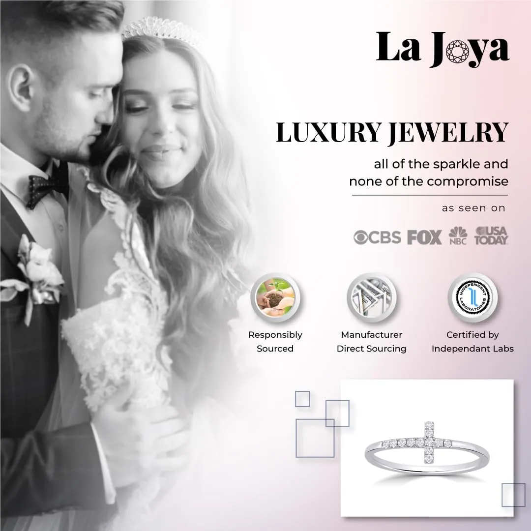 La Joya 10k Yellow Gold Diamond Band Ring for Women | 0.02ct Lab Grown Diamond, Cross, VS/SI, GH, 0.1ct, Round