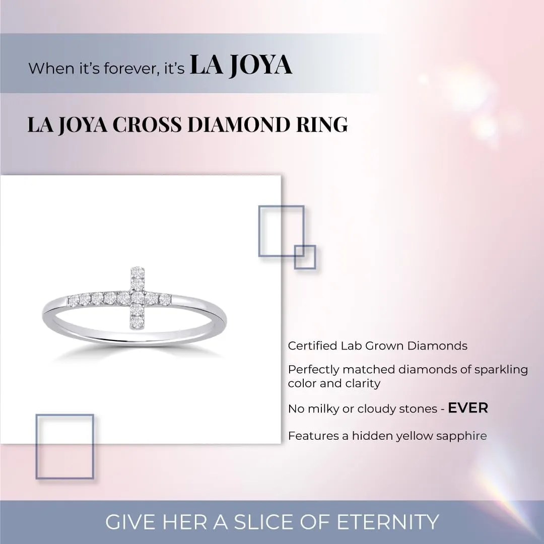 La Joya 10k Yellow Gold Diamond Band Ring for Women | 0.02ct Lab Grown Diamond, Cross, VS/SI, GH, 0.1ct, Round