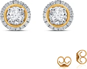 La Joya 1/2-1 CT TW Lab Grown Halo Diamond Earrings For Women and Men in 10KT Solid Gold | Scintillating Lab Created Diamond Stud Earrings for Women