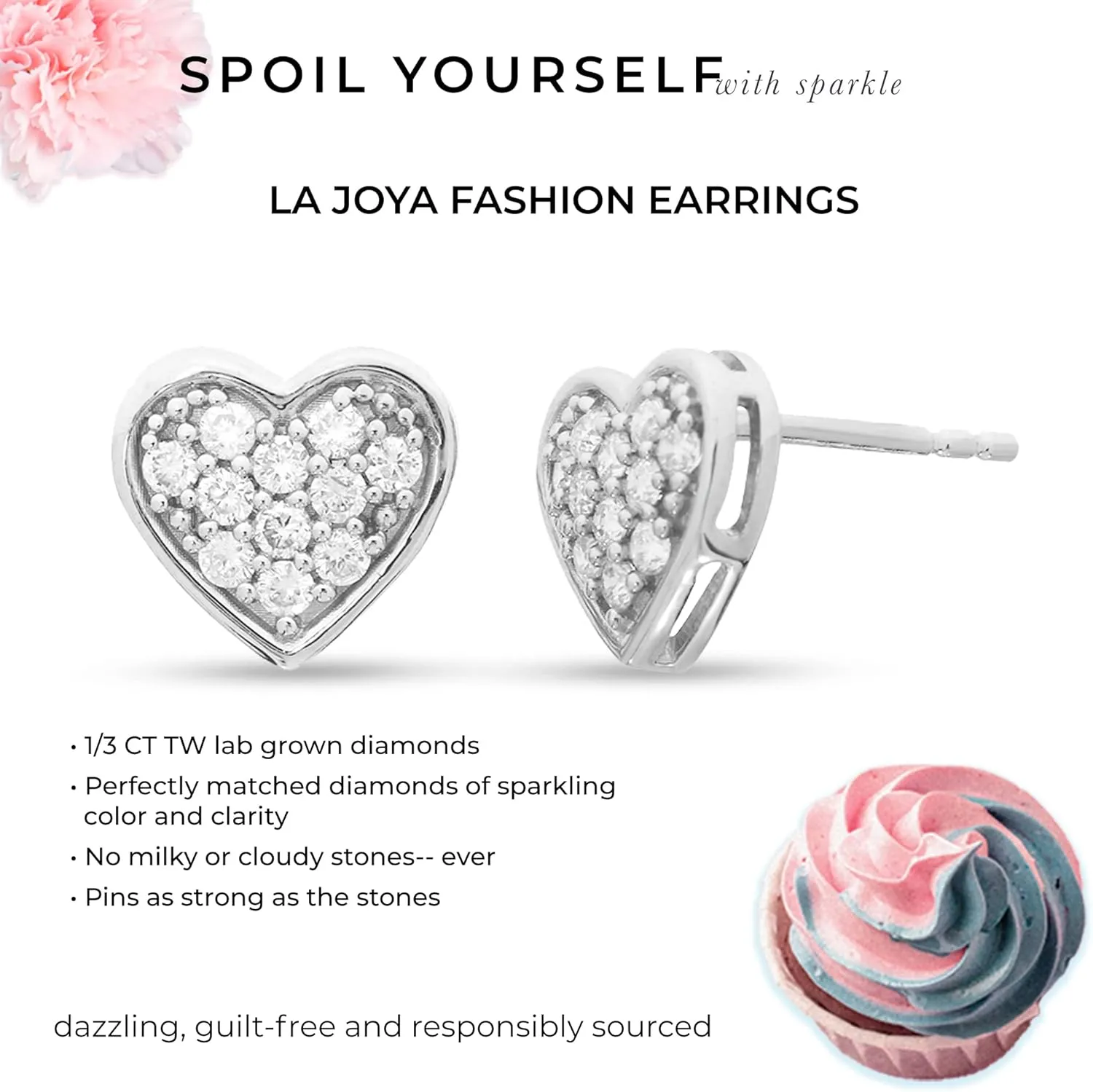 Lab Grown Diamond Earrings for Women | 1/10-1/2 CT TW Sterling Silver Diamond Earrings | Dazzling Diamond Jewelry Designs to Choose From