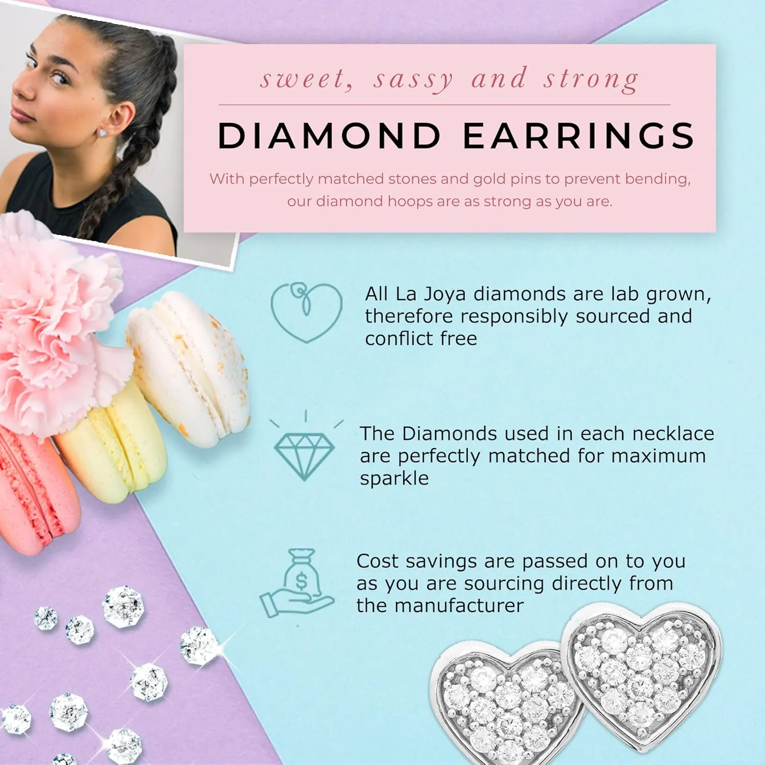 Lab Grown Diamond Earrings for Women | 1/10-1/2 CT TW Sterling Silver Diamond Earrings | Dazzling Diamond Jewelry Designs to Choose From