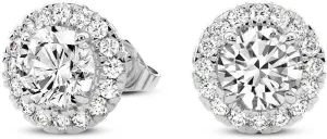 Lab Grown Diamond Halo Earrings | Round Shape 1 Carat - 1.5 Carat 14K Or 10K White Gold | Prong Setting Friendly Diamonds