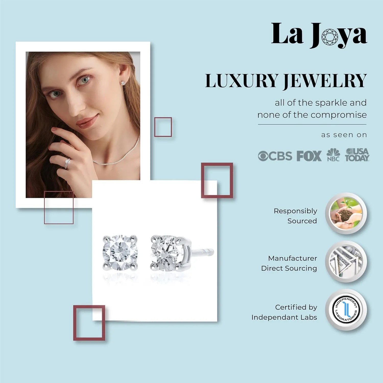 Lab Grown Diamond Stud Earrings for Men and Women | 14K Real Gold Diamond Earrings | 1/6-3 CT TW Certified GH VS/SI Color and Clarity Diamonds