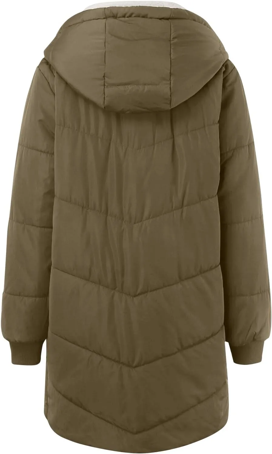 Ladies Solid Color Hooded Padded Jacket Long Sleeve Double Velvet Slim Temperament Cardigan Coat Womens down