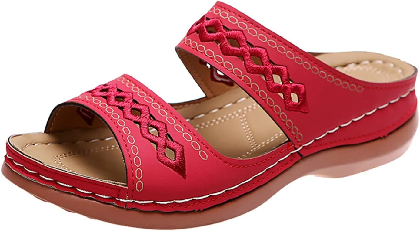 Ladmiple Orthopedic Sandals For Women Plantar Fasciitis Arch Heel Support Orthotic Slides Comfortable Dressy Summer Flipflops