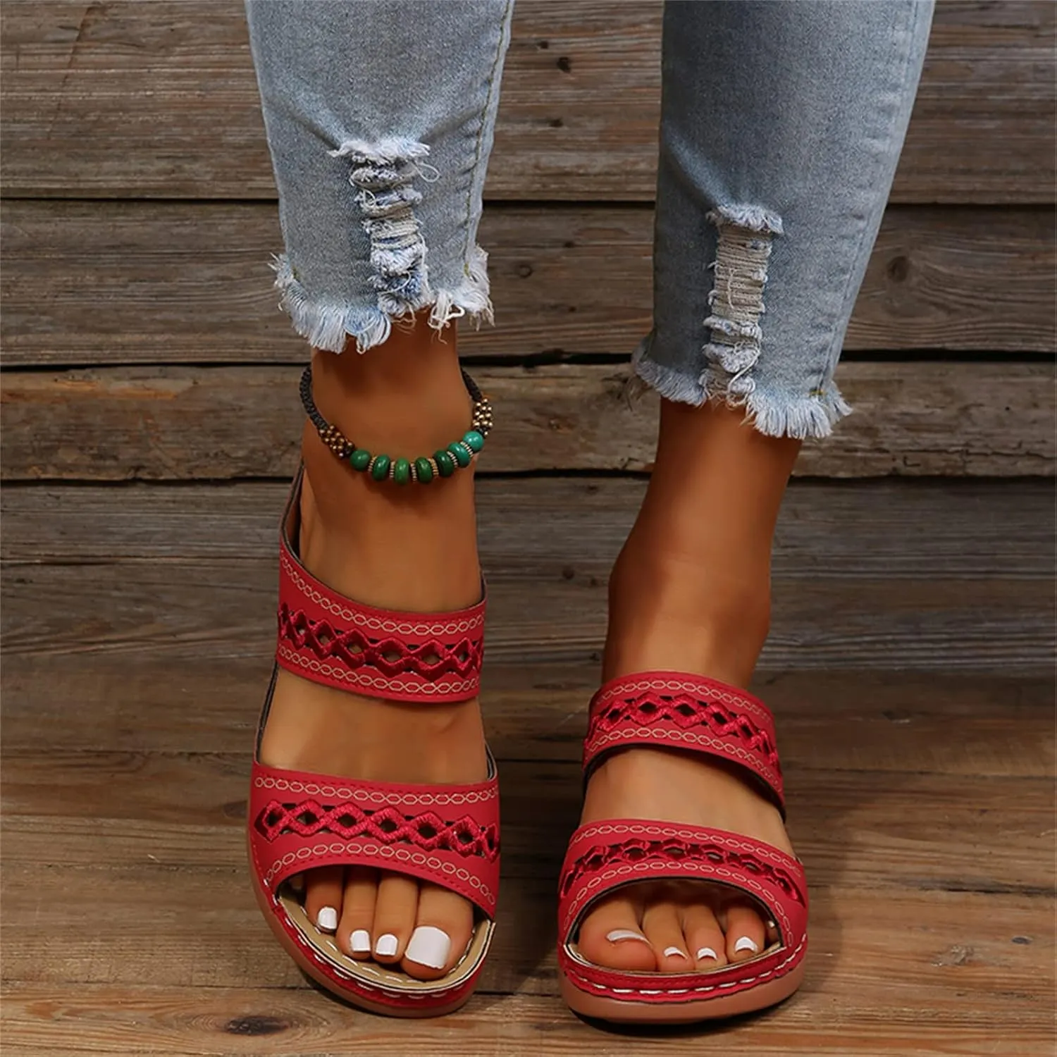 Ladmiple Orthopedic Sandals For Women Plantar Fasciitis Arch Heel Support Orthotic Slides Comfortable Dressy Summer Flipflops