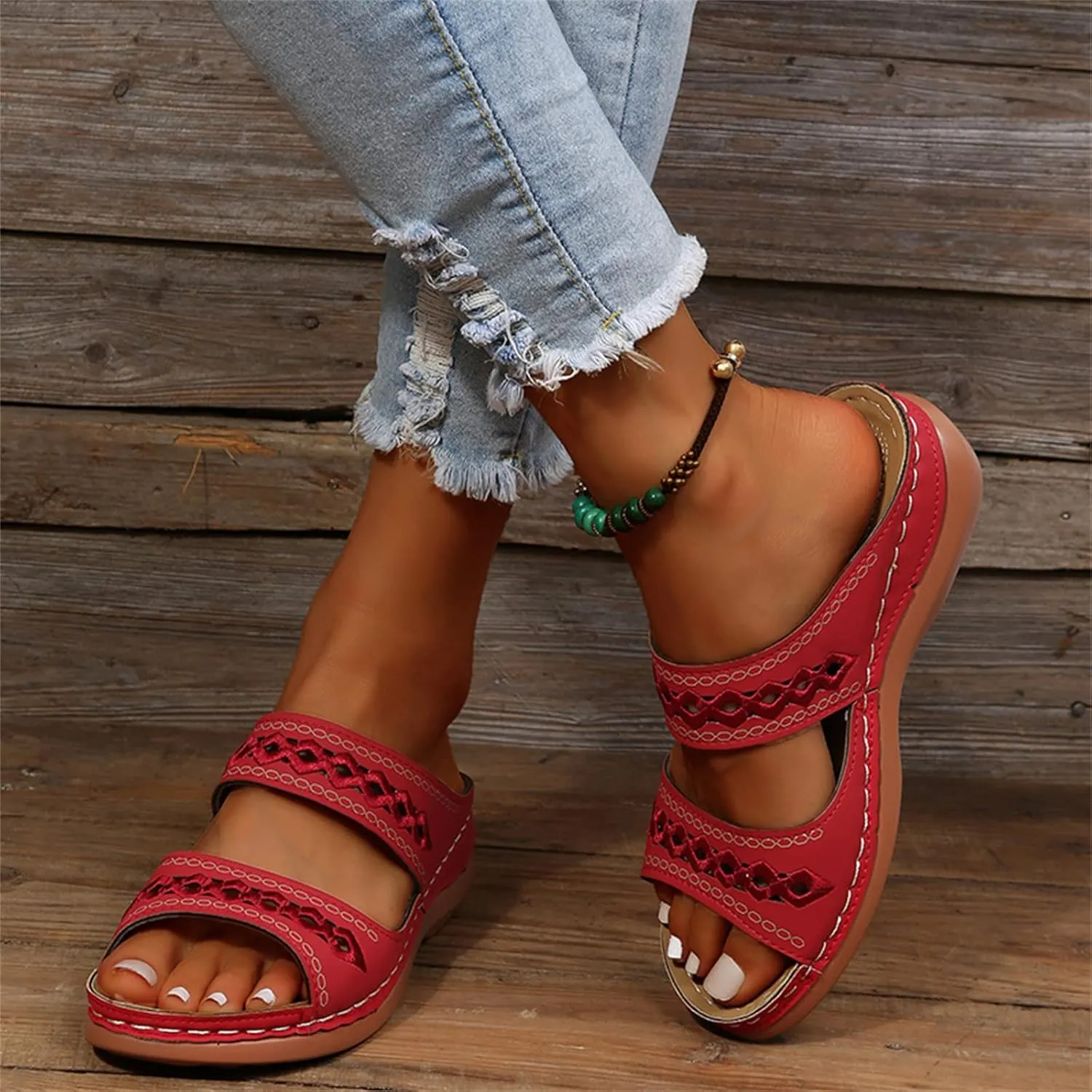 Ladmiple Orthopedic Sandals For Women Plantar Fasciitis Arch Heel Support Orthotic Slides Comfortable Dressy Summer Flipflops