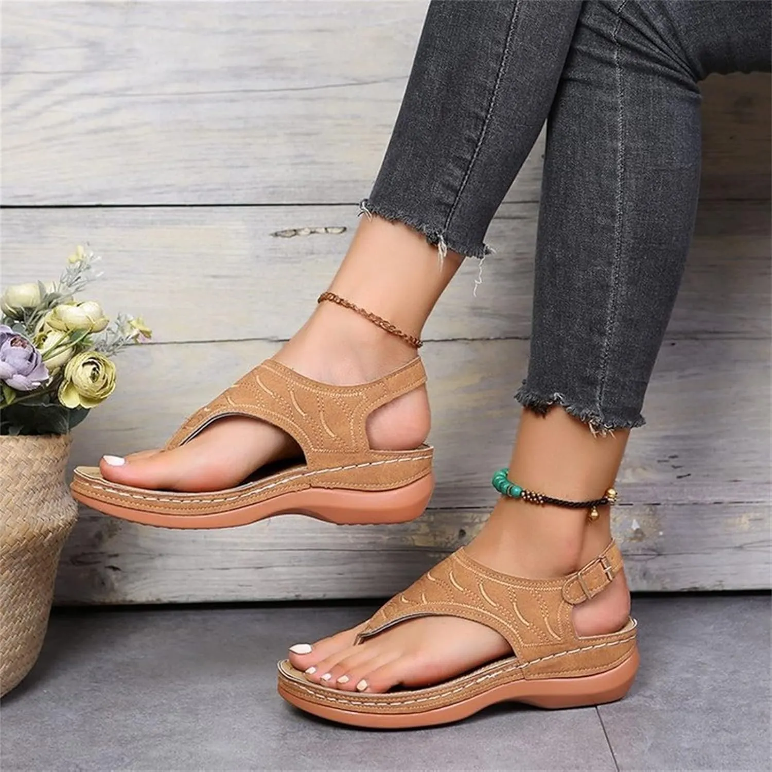 Ladmiple Orthotic Sandals For Women With Arch Support Orthopedic Flip Flops Soft Dressy Summer Beach Shoes Comfortable Slides