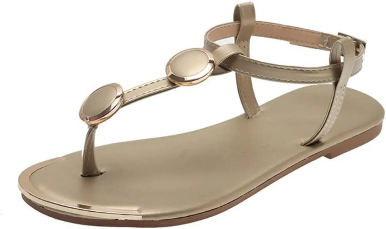 Ladmiple Sandals Women Comfortable Walking Strappy String Thong Ankle Strap Casual Dressy Summer Gladiator Flat Sandals