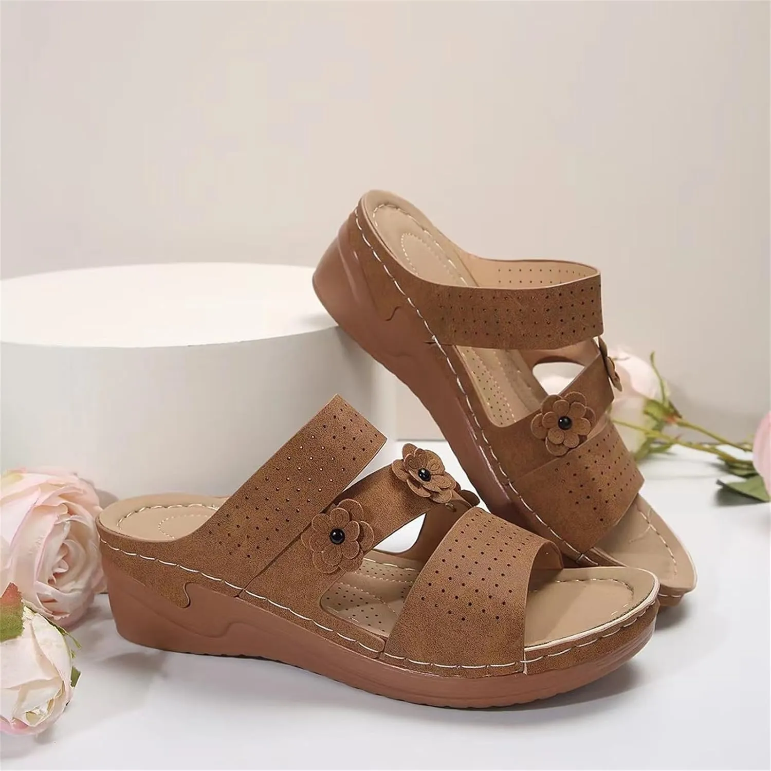 Ladmiple Womens Sandals Dressy Flat Comfortable Fashion Orthotic Slides Orthopedic Flip Flops Slippers With Arch Support