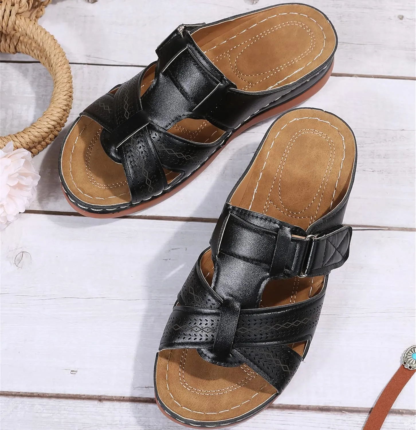 Ladmiple Womens Sandals With Arch Support Plantar Fasciitis Comfortable Orthotic Flip Flops Dressy Summer Orthopedic Slides
