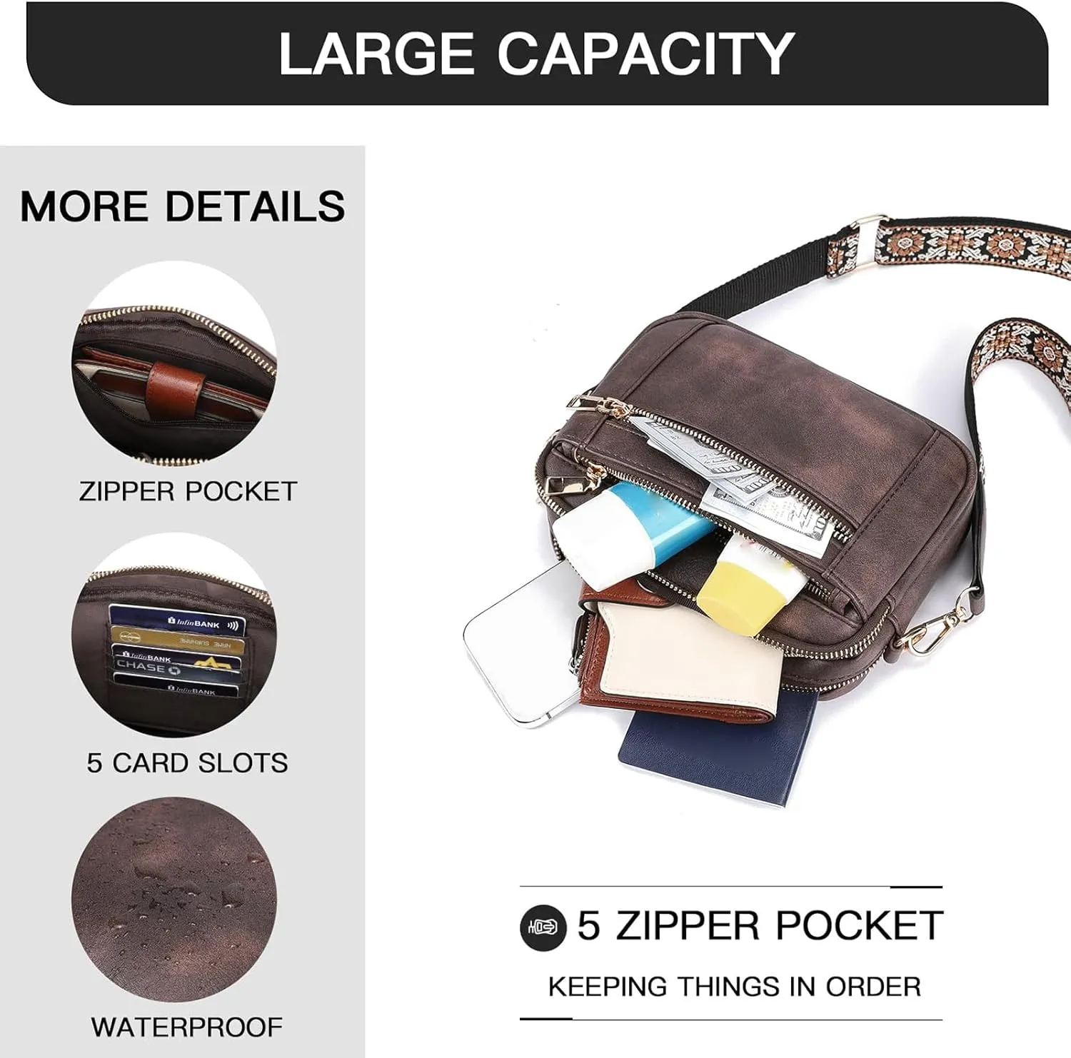 Langrents Crossbody Bag, Cross Body Bag for Woman, Langrents Purses, Lang Rents Multi Pocket Shoulder Bag