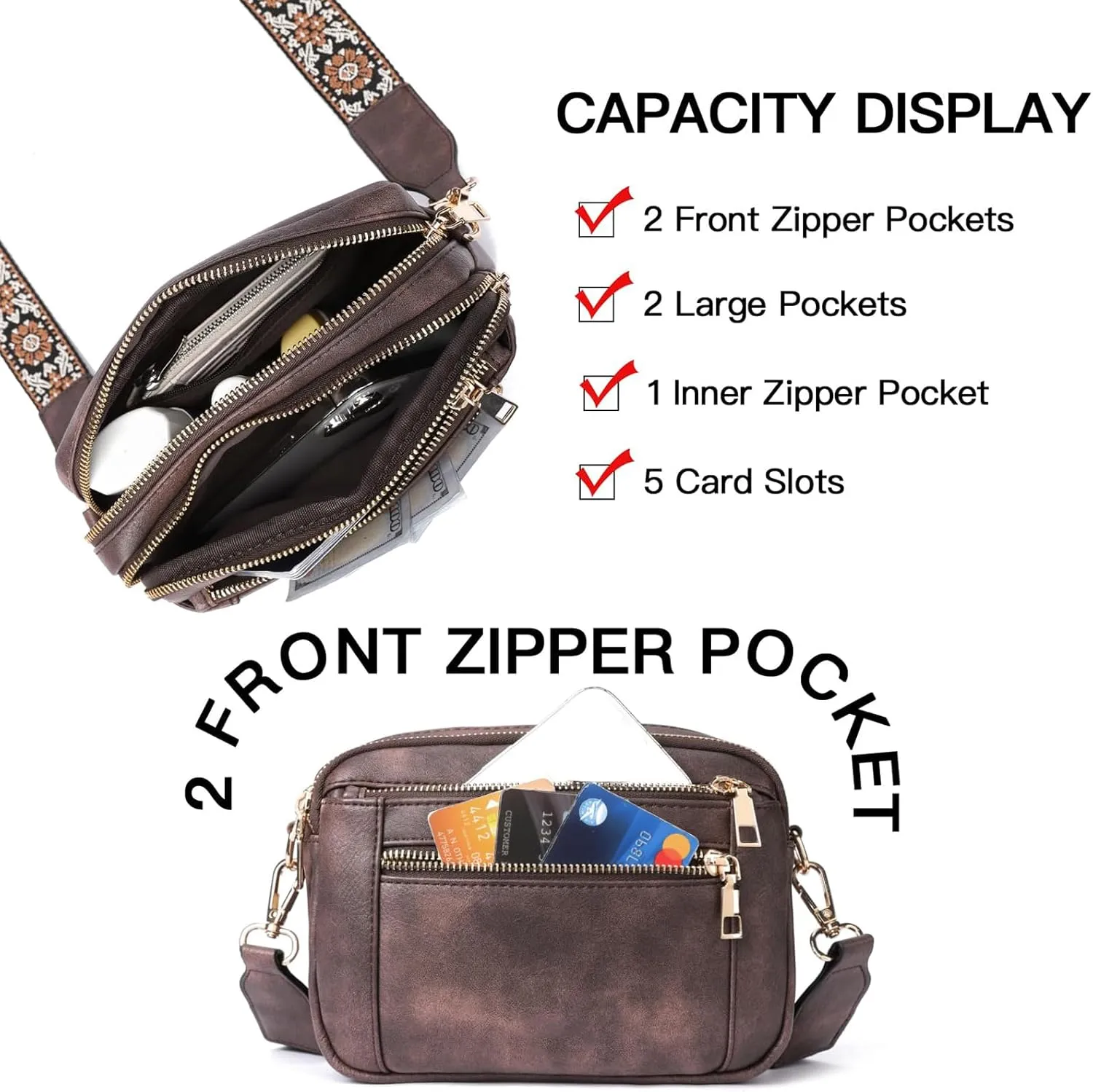 Langrents Crossbody Bag, Cross Body Bag for Woman, Langrents Purses, Lang Rents Multi Pocket Shoulder Bag