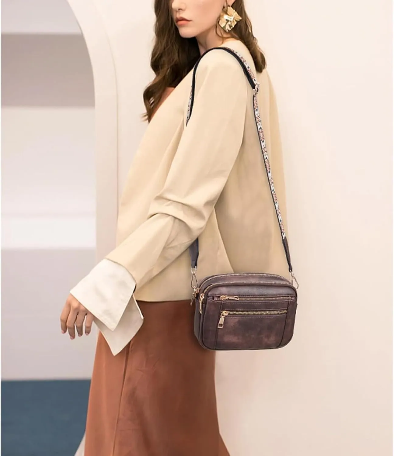 Langrents Crossbody Bag, Cross Body Bag for Woman, Langrents Purses, Lang Rents Multi Pocket Shoulder Bag