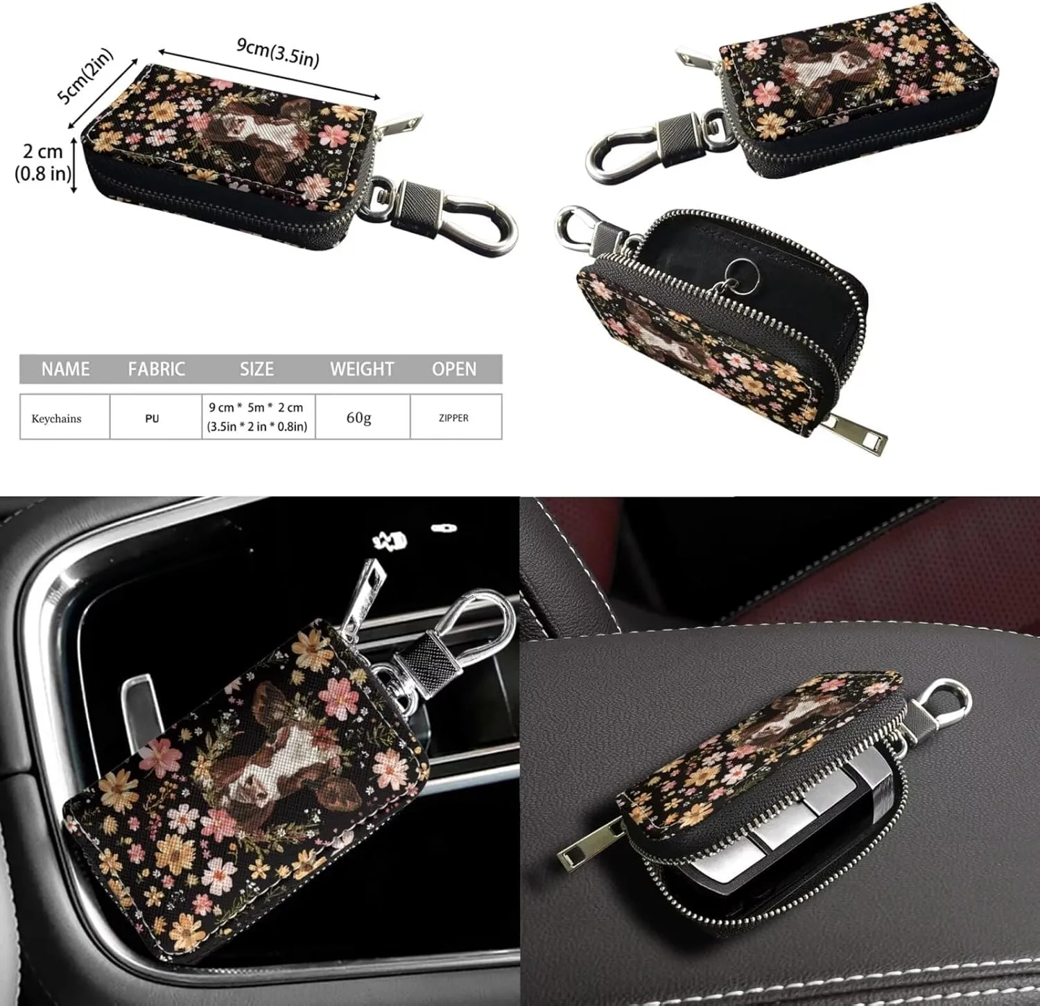 Large Bucket Tote Bag for Women Matching Key Fob Protector Case Leather Satchel Handbag Set of 2