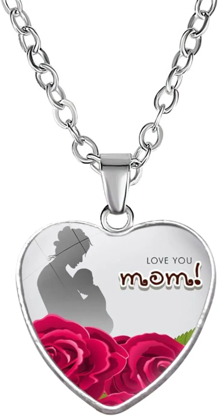 Length Pendant Necklace for Women,Stainless Steel Heart Pendant Necklaces for Mom Wife Mothers Day Valentines Jewelry Gifts