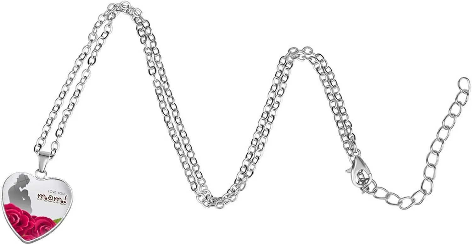 Length Pendant Necklace for Women,Stainless Steel Heart Pendant Necklaces for Mom Wife Mothers Day Valentines Jewelry Gifts